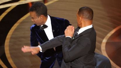 The moment when Will Smith slaps Chris Rock at the Academy Awards.