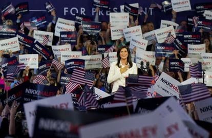 Former South Carolina Governor and former U.S. Ambassador to the U.N. Nikki Haley announces her run for the 2024 Republican presidential nomination at a campaign event in Charleston, South Carolina, February 15, 2023.