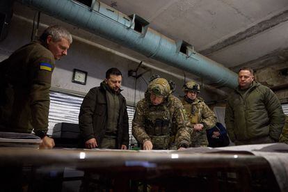 Zelenskiy visits a command post in Kupyansk, in the Kharkiv region, this past week. 

