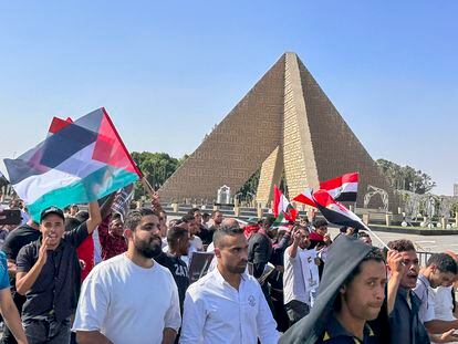 Protest in Cairo in support of Palestine and against the displacement of Gazans to Egypt's Sinai Peninsula on Friday, October 20.