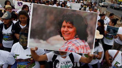 A demonstration in Tegucigalpa in remembrance of Berta Cáceres.