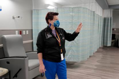 Dr. Colleen McNicholas, chief medical officer at Planned Parenthood of the St. Louis Region and Southwest Missouri, stands inside a recovery area inside Planned Parenthood Friday, March 10, 2023, in Fairview Heights, Ill.