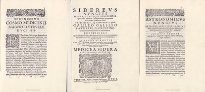 Pages from the forged copy of ‘Sidereus Nuncius’ by Galileo.