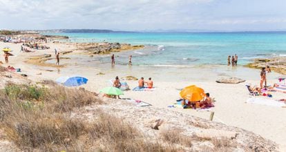 A beach in Formenta, a big tourist spot.