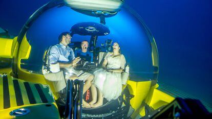 The first deep-sea wedding aboard a Triton 3300/3 MKII submersible.