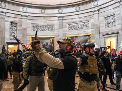 Supporters of Donald Trump during the assault on the Capitol in Washington on January 6, 2021.
