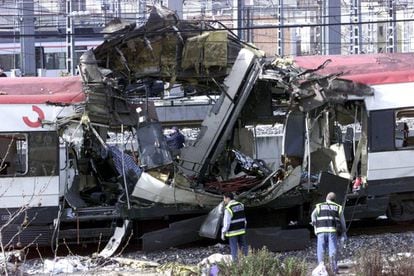 One of the trains destroyed in the March 11, 2004 attacks.