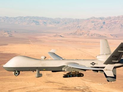 This handout photo courtesy of the US Air Force obtained on November 7, 2020 shows an MQ-9 Reaper unmanned aerial vehicle.