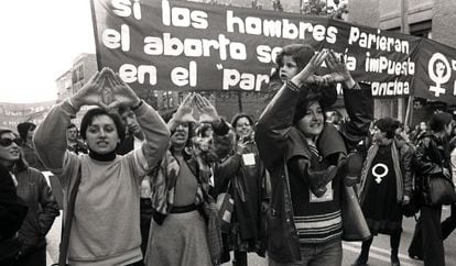 A protest calling for the legalization of abortion in 1978 in Madrid.