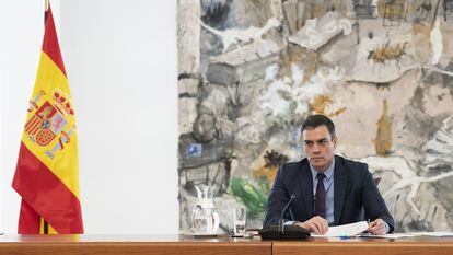 Prime Minister Pedro Sánchez at a meeting of Committee for the Technical Management of Covid-19 on Saturday.