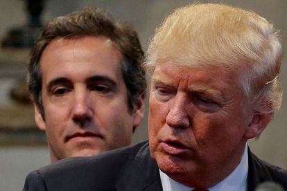 Michael Cohen and Donald Trump, at an election campaign event in September 2016 in Cleveland Heights (Ohio).
