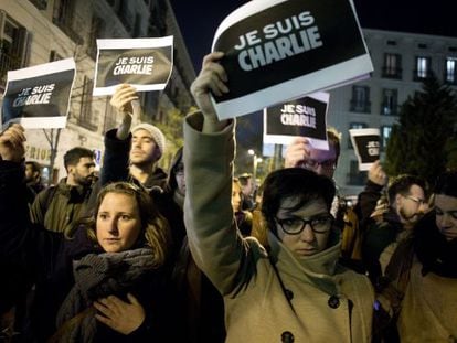 A protest in Madrid against the ‘Charlie Hebdo’ terrorist attack.