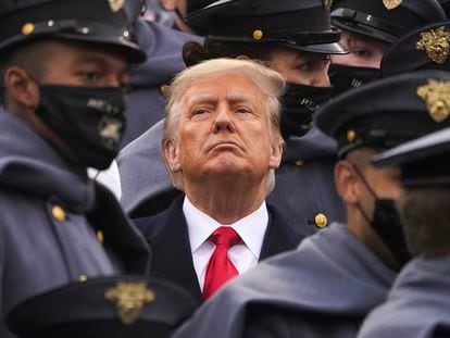 Donald Trump at a West Point United States Military Academy ceremony in December 2020.