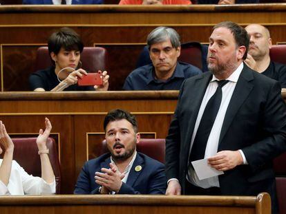 The leader of the Catalan Republican Left, Oriol Junqueras, at the swearing in ceremony in Congress.