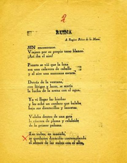 'Ruina', with the last verse crossed out.
