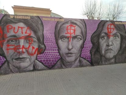 A feminist mural in Gandía vandalized ahead of International Women’s Day.