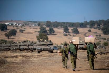 Israeli soldiers on Tuesday near the border with Lebanon.