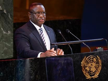 Julius Maada Bio, President of Sierra Leone, speaks at the start of the Transforming Education Summit at United Nations headquarters, Monday, Sept. 19, 2022.