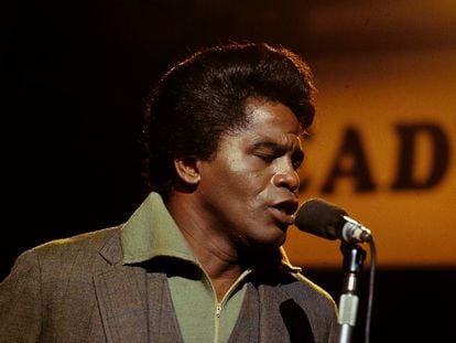 Singer and composer James Brown (1933-2006) sings live for the British program ‘Ready Steady Go!’ in London, on March 11, 1966.