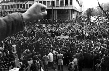 Funeral for the labor lawyers killed on Atocha street in January 1977.