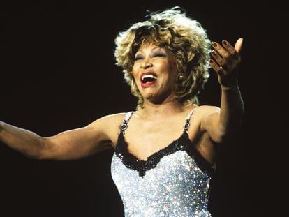 Tina Turner performs at Shoreline Amphitheatre on May 23, 1997 in Mountain View, California.