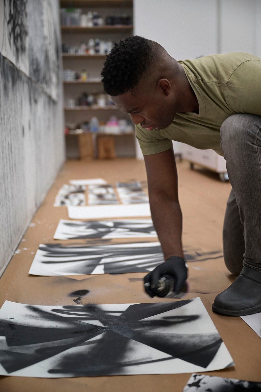 Pendleton's paintings and drawings rarely abandon black and white.Photo: Matthew Septimus.
