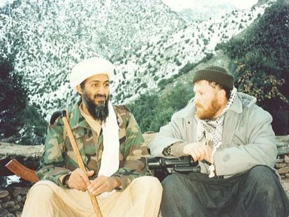 Mustafa Setmariam with Osama Bin Laden in Tora Bora in 2001.