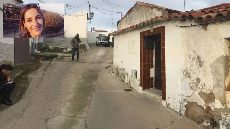 Victim Laura Luelmo and the house of the suspect (r).