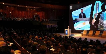 President Macri addresses delegates at last week's investment forum.