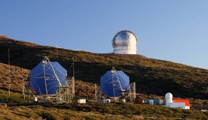 Telescopes at Roque de los Muchachos Observatory in La Palma.