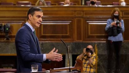 Prime Minister Pedro Sánchez in Congress today.