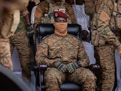 Captain Ibrahim Traoré, president of Burkina Faso, in Ouagadougou on October 15, 2022.
