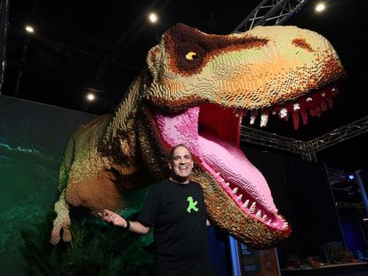 Ryan McNaught, the only Lego Certified Professional in the Southern Hemisphere, at his ‘Jurassic World’ exhibition in Madrid, Spain.