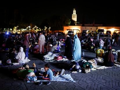 Hundreds of people sought refuge in Jemaa el-Fnaa square after the earthquake.