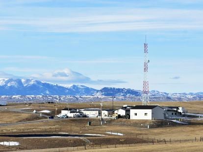 A U.S. Air Force installation surrounded by farmland in central Montana is seen on Feb. 7, 2023, near Harlowton, Mont.