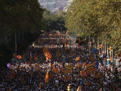 The Diada rally in Barcelona's Passeig de Sant Joan.