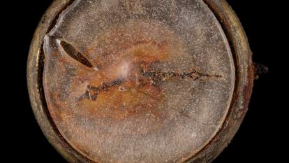 This photo provided by RR Auction shows a watch melted during the Aug.6, 1945 bombing of Hiroshima. Sold at auction Thursday, Feb. 22, 2024 for more than $31,000.