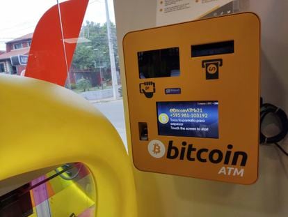 A bitcoin ATM machine in Paraguay.