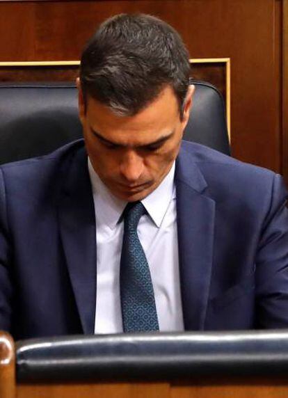 Pedro Sánchez after his defeat in Congress.