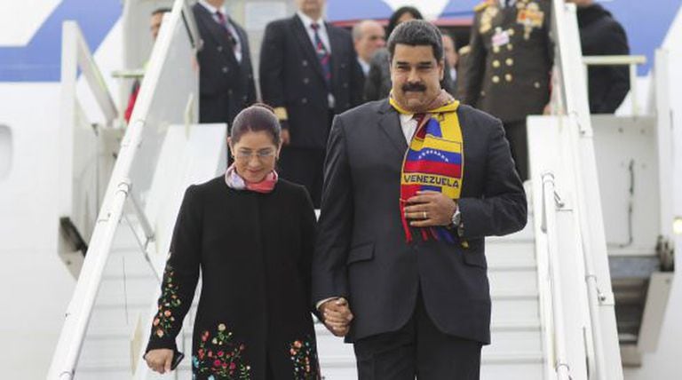 President Nicolás Maduro and Cilia Flores arrive in Geneva on Thursday.