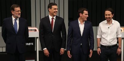 Mariano Rajoy, Pedro Sánchez, Albert Rivera and Pablo Iglesias.