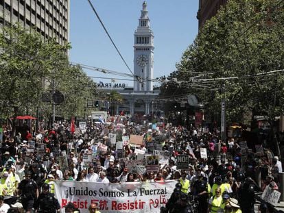 Protesters in San Francisco on Monday.