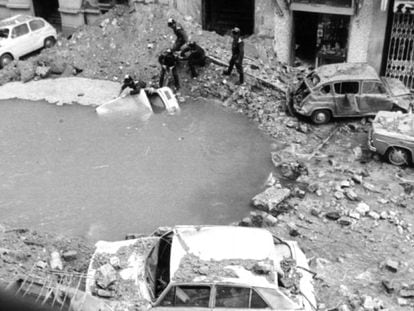 The aftermath of the assassination of Carrero Blanco in Marid in 1973.