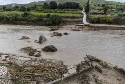 A centuries-oldl bridge has been completely wiped out.