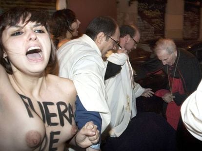 Activistas de Femen, durante la protesta.