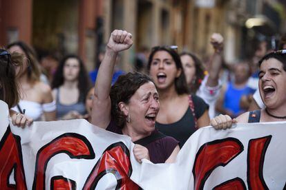 Protest in Pamplona against the release of “La Manada.”