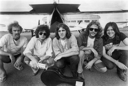 The Eagles: Bernie Leadon, Don Henley, Glenn Frey, Don Felder, and Randy Meisner.