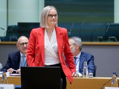 Finnish Deputy Prime Minister and leader of the Finns Party, Riikka Purra, on July 13 in Brussels.