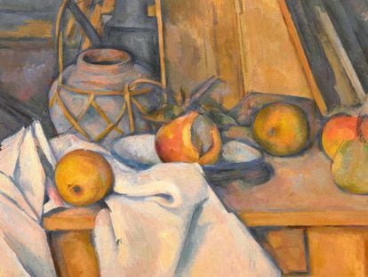 Paul Cézanne's 'Fruits et pot de gingembre' from the Langmatt museum, sold by Christie's in September 2023.