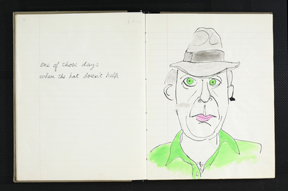 'One of Those Days', watercolor drawing in a notebook by Leonard Cohen, 1980-1985. © Leonard Cohen Family Trust
